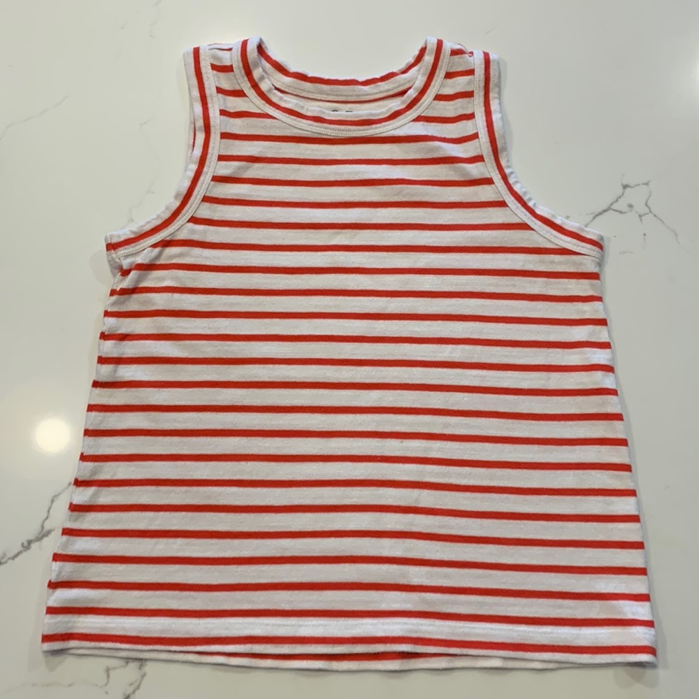 LOFT Red and White Striped Cotton Tank Size Small